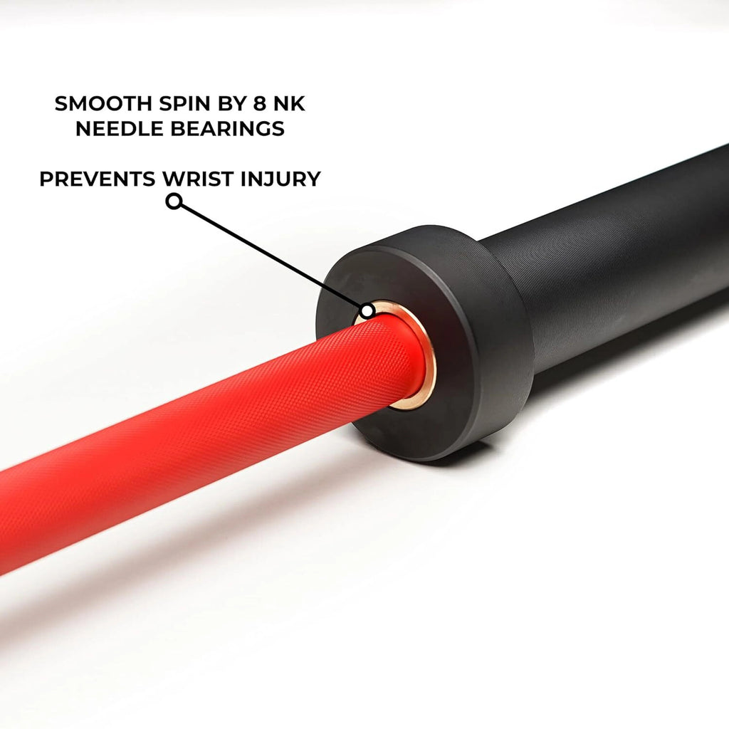 YMD 7 Feet Olympic Barbell Bearing Rod 50mm Outer Dia with Barbell Clamps Weight Lifting Bar