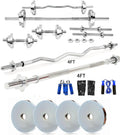 YMD 70 kg Steel Plates (2.5X4 5X4 10X4) 4FT Curl & 4FT Straight 25mm Star Rod Home Gym Combo
