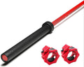 YMD 7 Feet Olympic Barbell Bearing Rod 50mm Outer Dia with Barbell Clamps Weight Lifting Bar