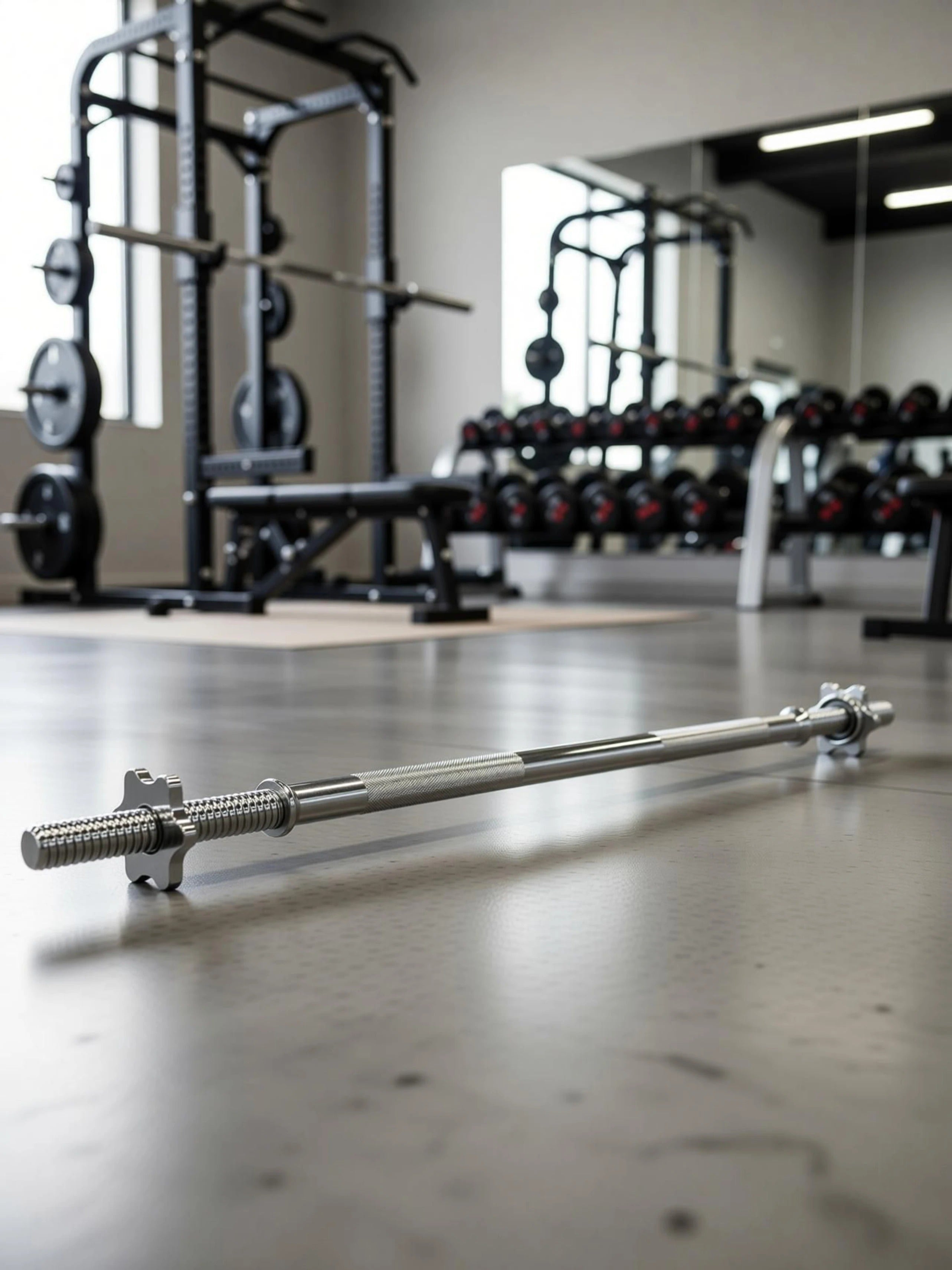 YMD 5 Feet Solid 25mm Star Nut Standard Straight Barbell Weight Lifting Bar